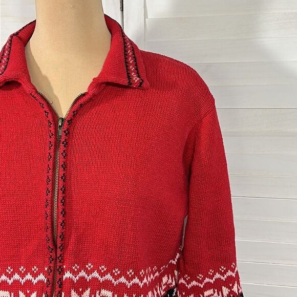 Christmas Sweater Jacket Small Vintage Ski Holiday 80s - Picture 9 of 14